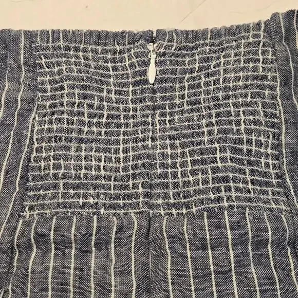 Quince 100% European Linen Strapless Maxi Dress L Blue Stripe Coastal Hamptons - Picture 7 of 10